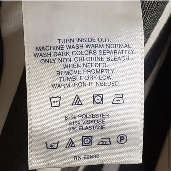 Lands End Striped three-quarter sleeve, navy tan cream colors size 6-8 - Picture 7 of 9